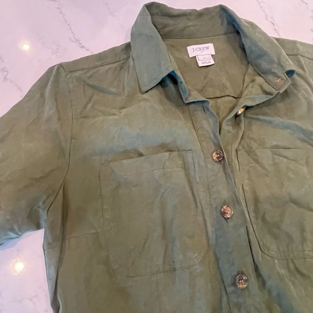 Womens J. Crew Olive Green Shirt Dress